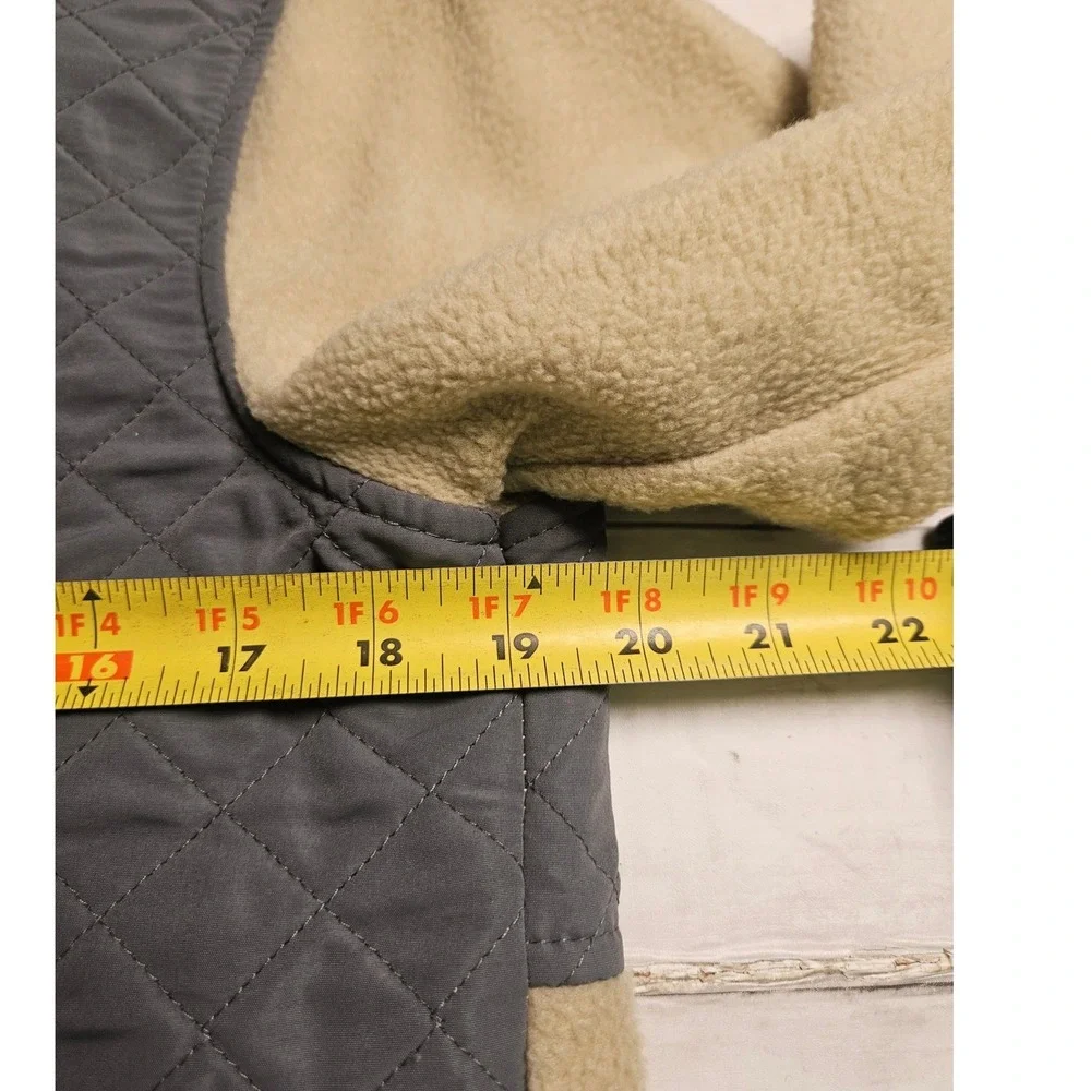 Eddie Bauer Kids Fleece Jacket Tan Gray Quilted Full Zip Mock‎ Neck E9350W550 XL